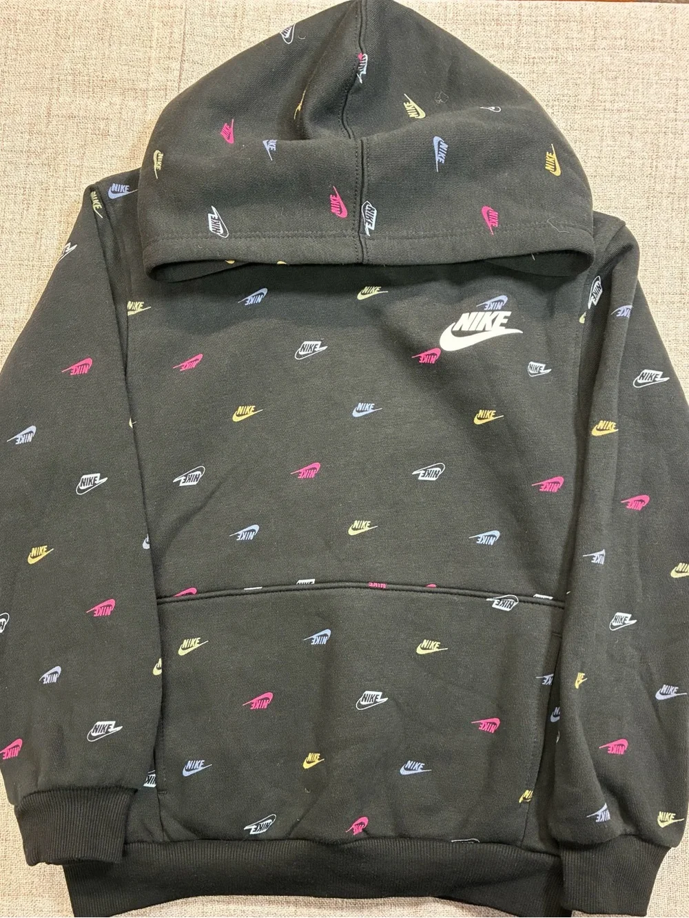 Nike Allover Futura Logo Hoodie for kids in size 6X (6–7 years)